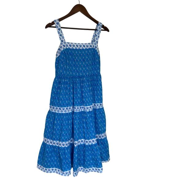 J. Crew Square Neck Smocked Tiered Floral MIDI Dress Size 6P Beachy Summer - Picture 1 of 9